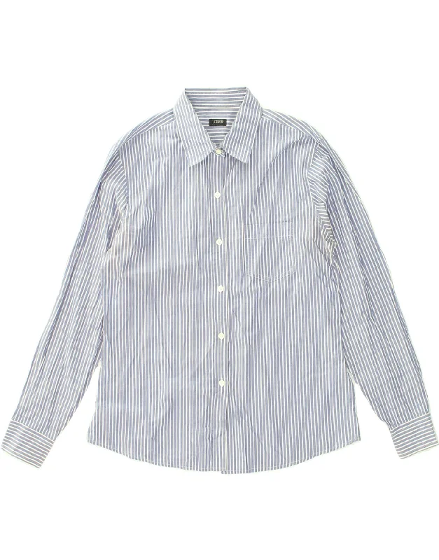 J. CREW Womens Shirt UK 14 Medium Blue Striped Relaxed Button-Down Short Shirt