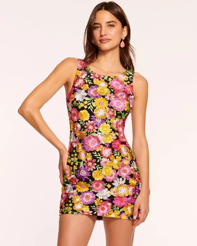 Julie Embellished Mini Dress Classic Floral Mini Dress