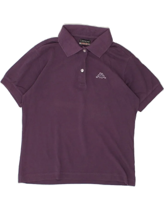 KAPPA Womens Polo Shirt UK 14 Medium Purple Cotton Stylish Short Sleeve Polo