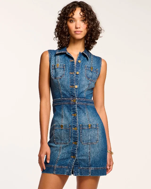 Katalina Denim Mini Dress Fashionable Mini Dress with Slits