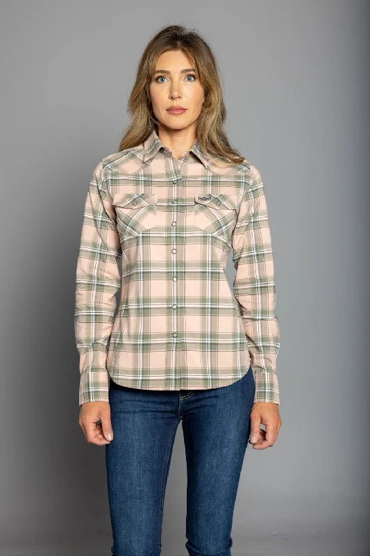 Kimes Ranch Womens Stroker Plaid Pink Cotton Blend L/S Shirt Stylish Casual Short Tee Kimes Ranch Womens Stroker Plaid Pink Cotton Blend L/S Shirt Stylish Casual Short Tee