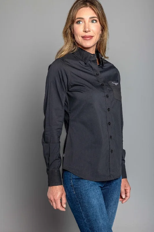 Kimes Ranch Womens Team Shirt Black Cotton Blend L/S Shirt Fashionable Short Sleeve Shirt Kimes Ranch Womens Team Shirt Black Cotton Blend L/S Shirt Fashionable Short Sleeve Shirt