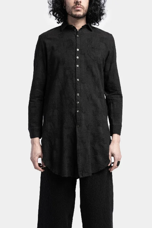 Long lightweight jacquard shirt Modern Fit Short Sleeve