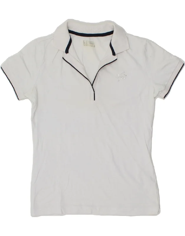 LOTTO Womens Polo Shirt UK 10 Small  White Cotton Stylish Short Sleeve Top