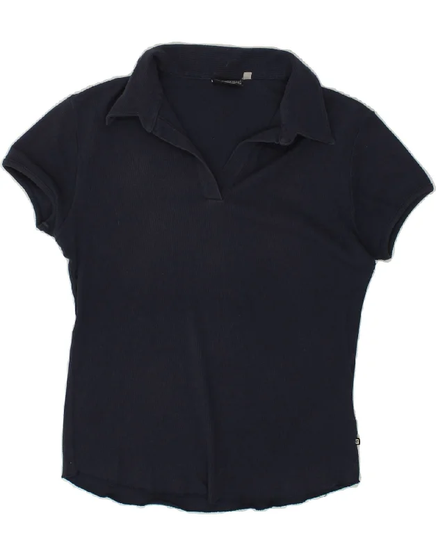 LOTTO Womens Polo Shirt UK 14 Medium Navy Blue Classic Short Sleeve Blouse