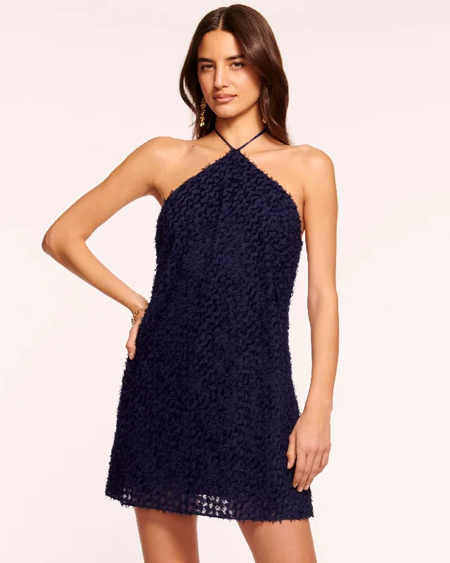 Lucretia Halter Mini Dress Fashionable Pleated Mini Dress