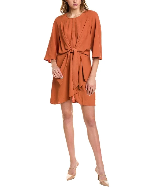 MARION Tie Front Mini Dress Trendy Wraparound Mini Dress