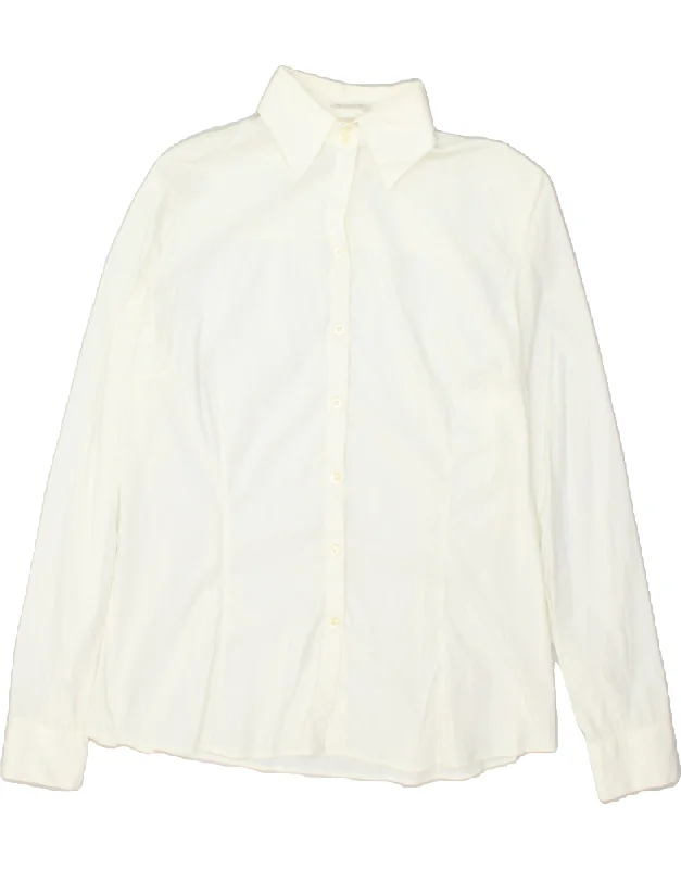 MASSIMO DUTTI Womens Shirt EU 44 XL White Chic V-Neck Short Blouse