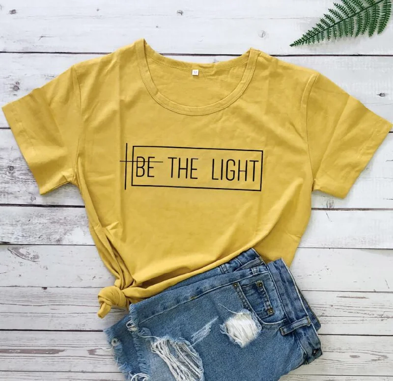 Women's Inspirational Be The Light Short Sleeve Tee Shirt Spiritual Comfortable Pocket Short Shirt Women's Inspirational Be The Light Short Sleeve Tee Shirt Spiritual Comfortable Pocket Short Shirt
