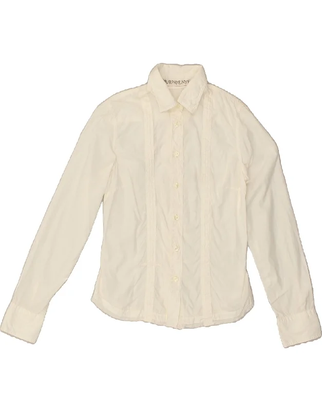 MURPHY & NYE Womens Shirt UK 10 Small White Elegant Silk Short Shirt