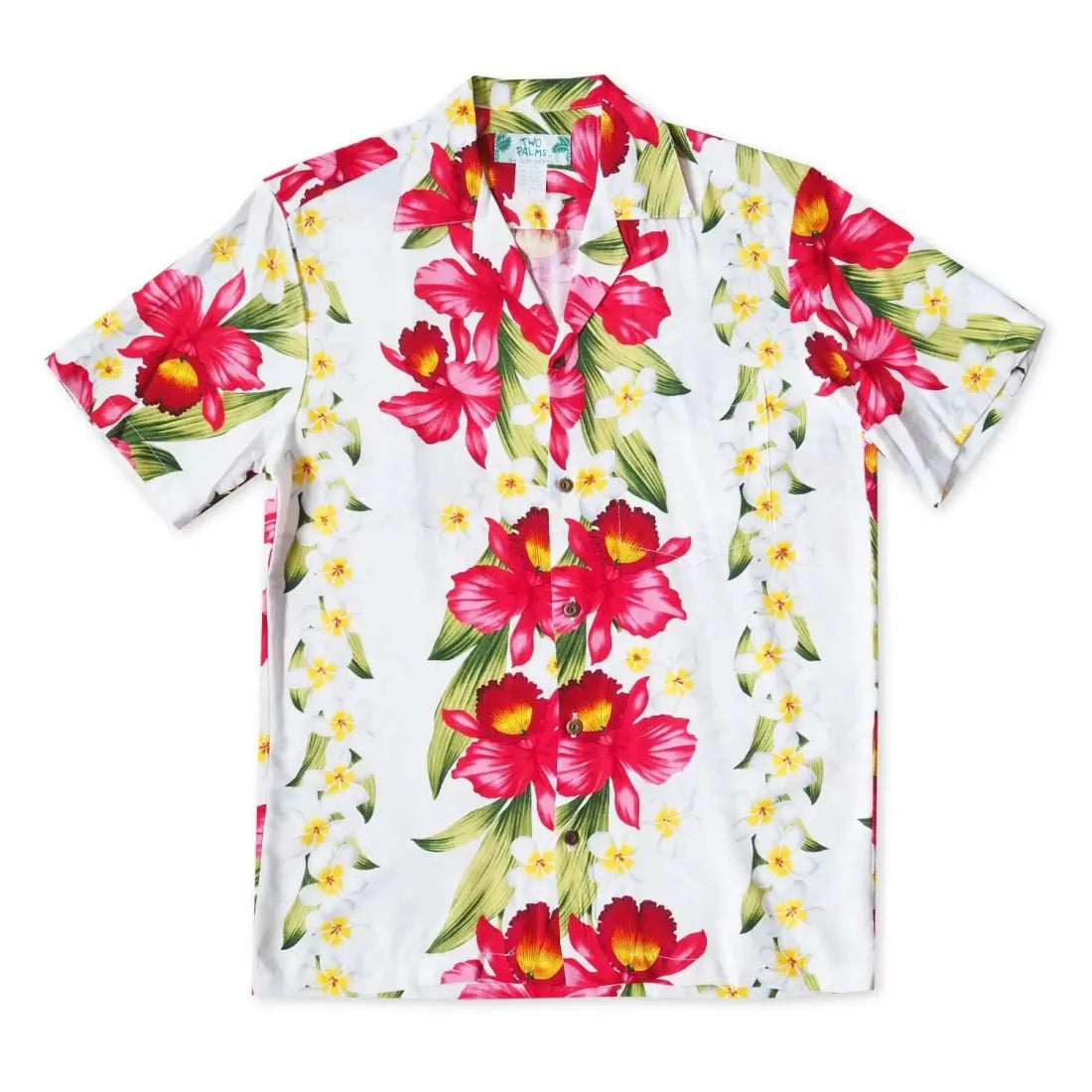 Orchid Play White Hawaiian Rayon Shirt Stylish Short Sleeve Top