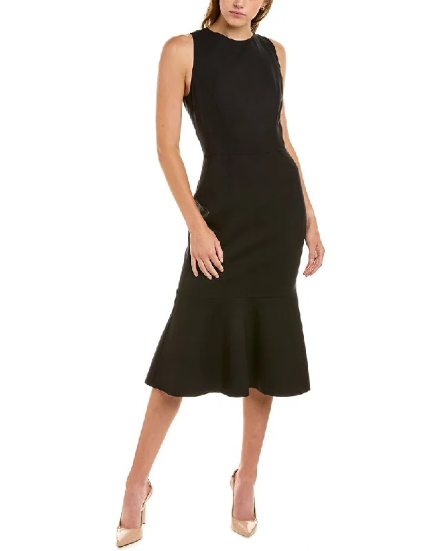 Oscar de la Renta Crossback Midi Dress Trendy Mock Neck Midi Dress