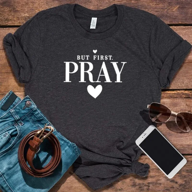 Women Short Sleeve Christian But First Pray Tee Shirt Tops Elegant Button-Down Short Shirt Women Short Sleeve Christian But First Pray Tee Shirt Tops Elegant Button-Down Short Shirt