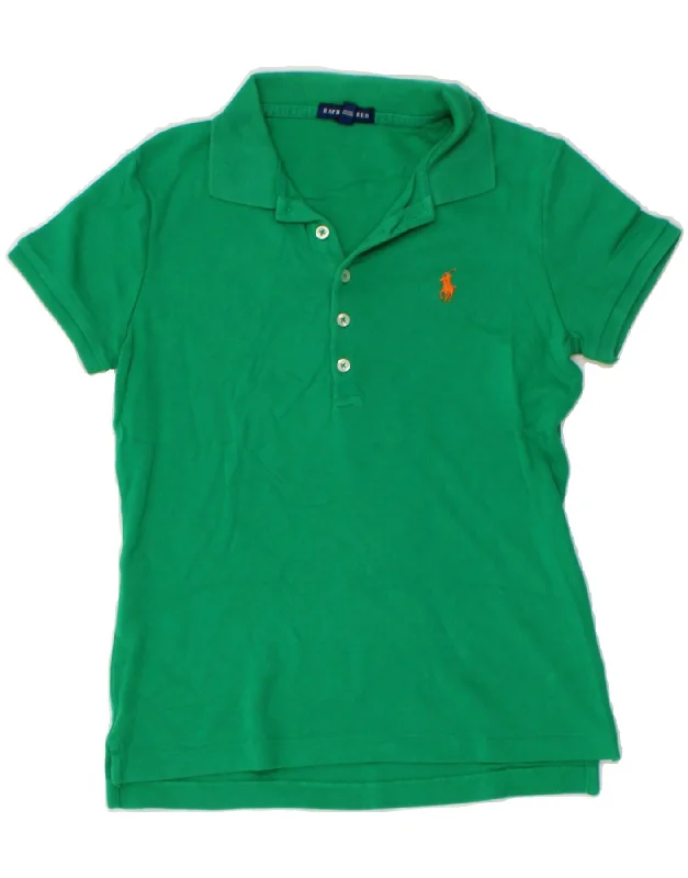 RALPH LAUREN Womens Polo Shirt UK 12 Medium Green Cotton Stylish Casual Short Tee