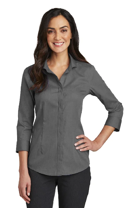 Red House Womens Nailhead Wrinkle Resistant 3/4 Sleeve Button Down Shirt - Black - Closeout Classic Short Sleeve Blouse Red House Womens Nailhead Wrinkle Resistant 3/4 Sleeve Button Down Shirt - Black - Closeout Classic Short Sleeve Blouse