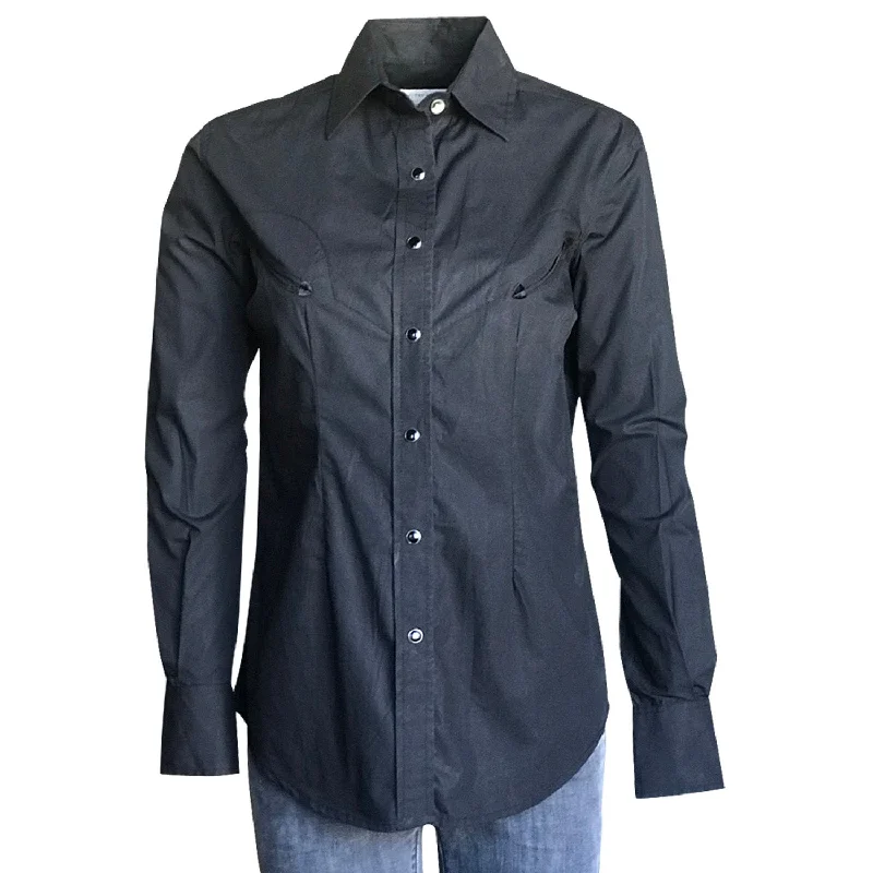 Rockmount Womens Black 100% Cotton Solid Western L/S Shirt Stylish Printed Short Shirt Rockmount Womens Black 100% Cotton Solid Western L/S Shirt Stylish Printed Short Shirt