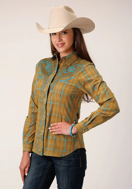 Roper Womens Butterscotch Plaid Yellow Cotton Blend L/S Shirt Trendy Tie-Front Short Shirt Roper Womens Butterscotch Plaid Yellow Cotton Blend L/S Shirt Trendy Tie-Front Short Shirt