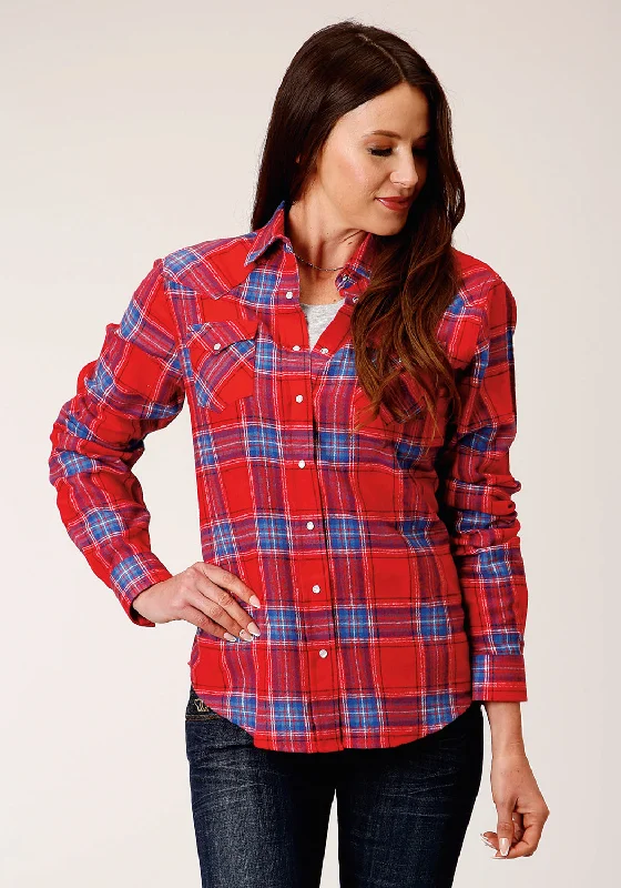Roper Womens Unlined Flannel Red 100% Cotton L/S Shirt Comfortable Summer Short Shirt Roper Womens Unlined Flannel Red 100% Cotton L/S Shirt Comfortable Summer Short Shirt