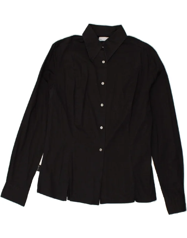 SERGIO TACCHINI Womens Shirt UK 18 XL Black Cotton Elegant Button-Down Short Shirt