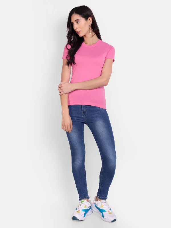 Solid Tshirt by UQ (Pink) Chic Button-Up Short Shirt