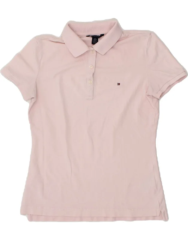 TOMMY HILFIGER Womens Polo Shirt UK 6 XS Pink Cotton Casual Short Sleeve Top