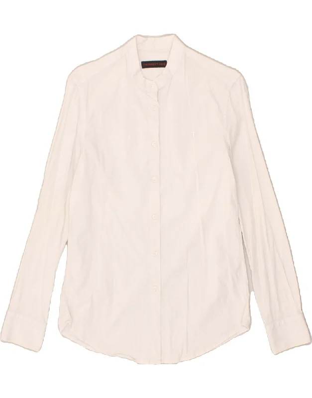 TRUSSARDI Womens Shirt IT 40 Small White Classic Short Sleeve Blouse