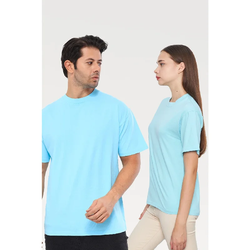 Light Blue Oversized Short Sleeves Tshirt Soft Flowing Short Shirt