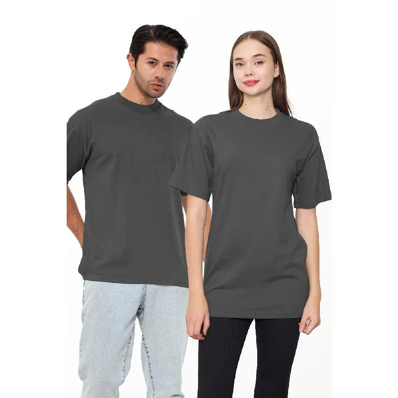 Dark Grey Oversized Short Sleeves Tshirt Trendy Turtleneck Short Shirt