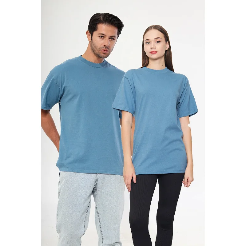 Teal Blue Oversized Short Sleeves Tshirt Classic Short Sleeve Blouse