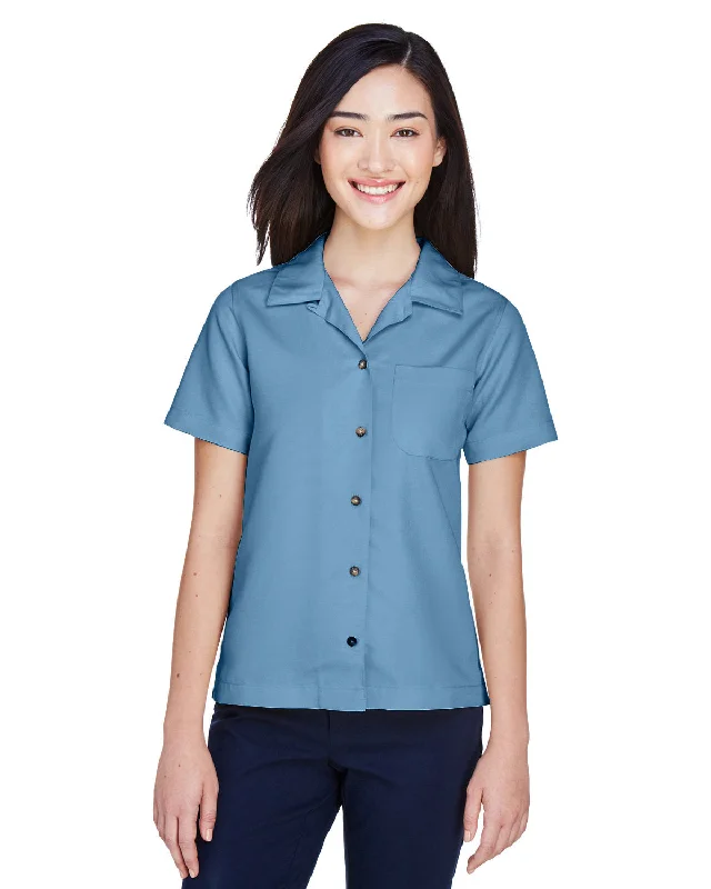 UltraClub Ladies' Cabana Breeze Camp Shirt Stylish Split-Hem Short Shirt