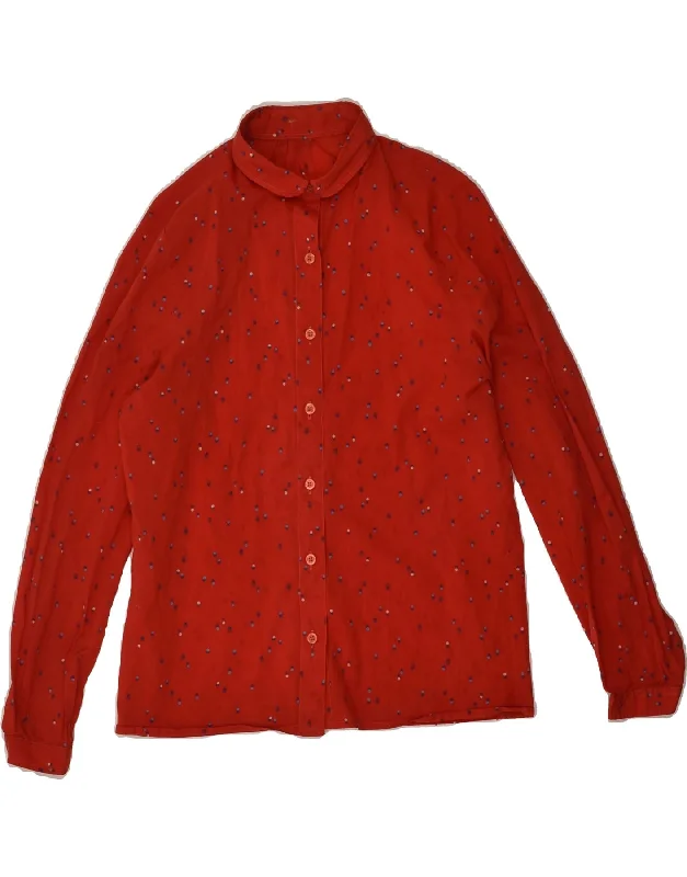 VINTAGE Womens Shirt UK 16 Large Red Spotted Cozy Cotton Short Tee