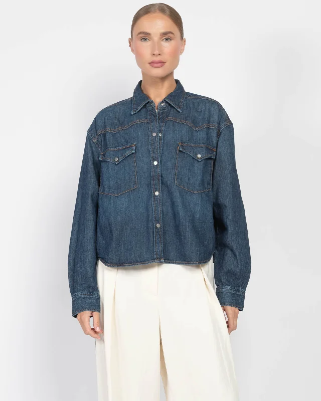 Cropped OG Shirt Elegant Button-Down Short Shirt