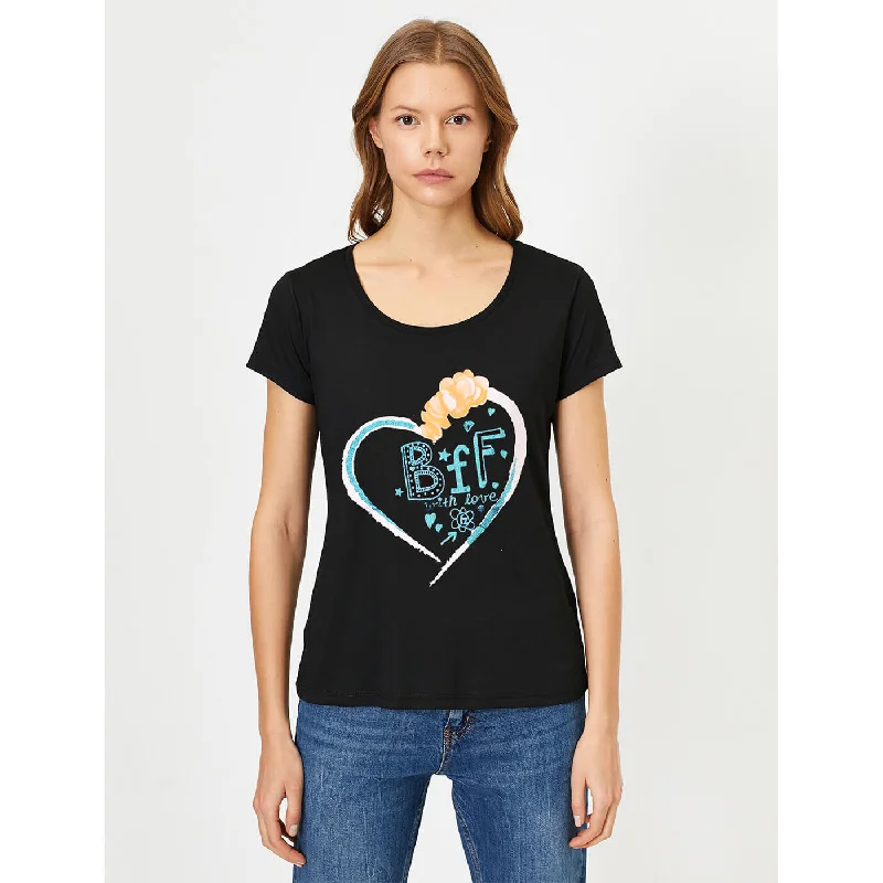Hello Paris BFF Black Tshirt Cozy Plain Short Sleeve