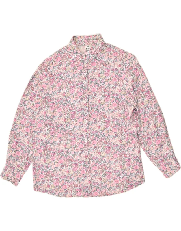 WALBUSCH Womens Shirt EU 44 XL Pink Floral Cotton Modern Short Sleeve Top