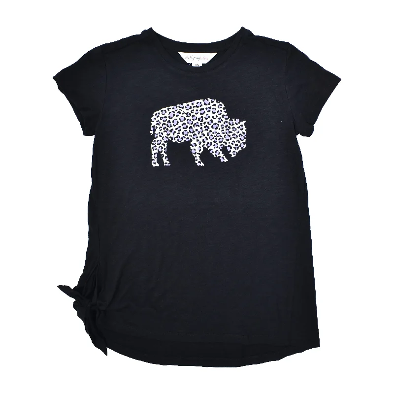 Women's BFLO With Purple Cheetah Print Buffalo Black Short Sleeve Shirt Classic Short Sleeve Tunic Women's BFLO With Purple Cheetah Print Buffalo Black Short Sleeve Shirt Classic Short Sleeve Tunic