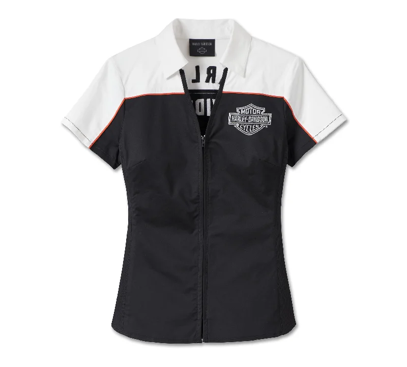 Women's Elemental Zip Front Shirt 99024-23VW Stylish Printed Short Shirt