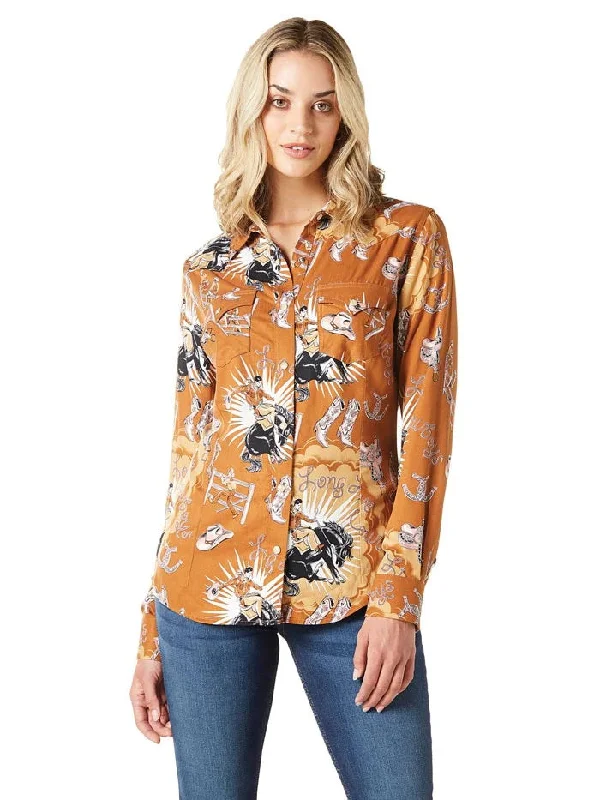 Wrangler Women's Retro Punchy Shirt 112336515 Classic Short Sleeve Blouse