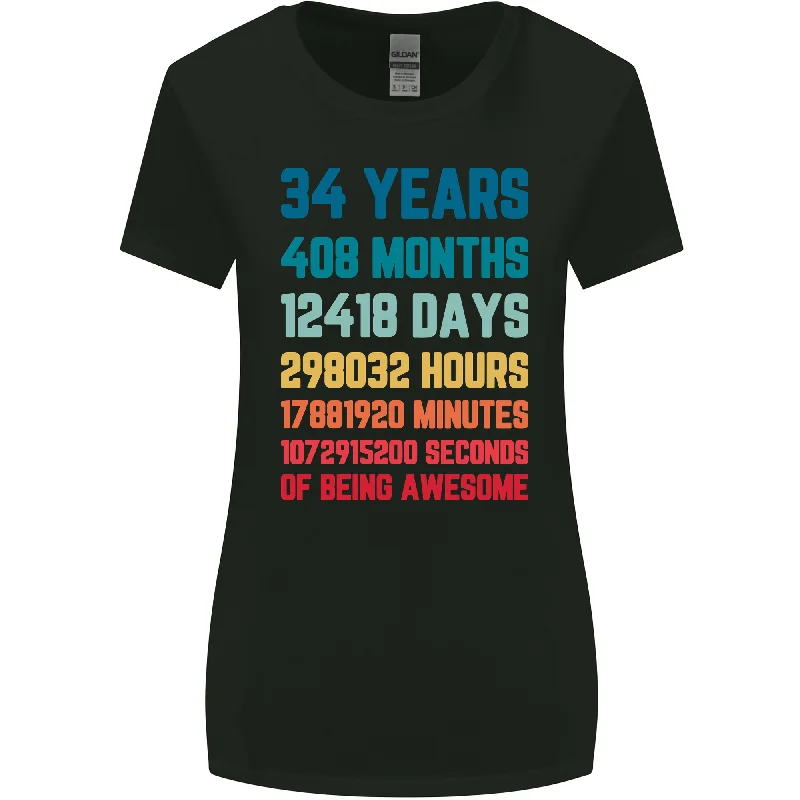 34th Birthday 34 Year Old Womens Wider Cut T-Shirt Modern Contemporary Chic