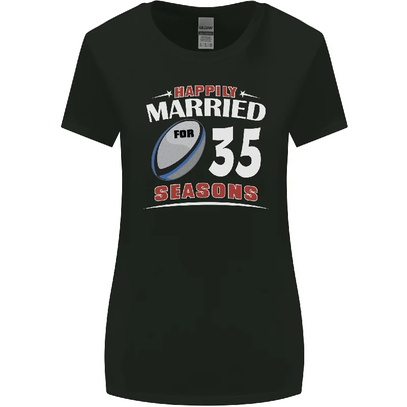 35 Year Wedding Anniversary 35th Rugby Womens Wider Cut T-Shirt Lace Blend Ribbed Blend Corduroy Blend