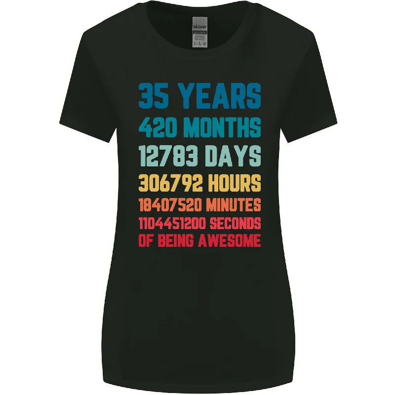 35th Birthday 35 Year Old Womens Wider Cut T-Shirt Chenille Blend Fleece Blend Nylon Blend