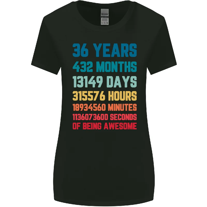 36th Birthday 36 Year Old Womens Wider Cut T-Shirt Collared Crew Neck Turtle Neck