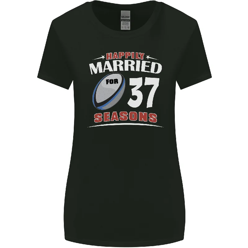 37 Year Wedding Anniversary 37th Rugby Womens Wider Cut T-Shirt Mesh Blend Leather Blend Suede Blend