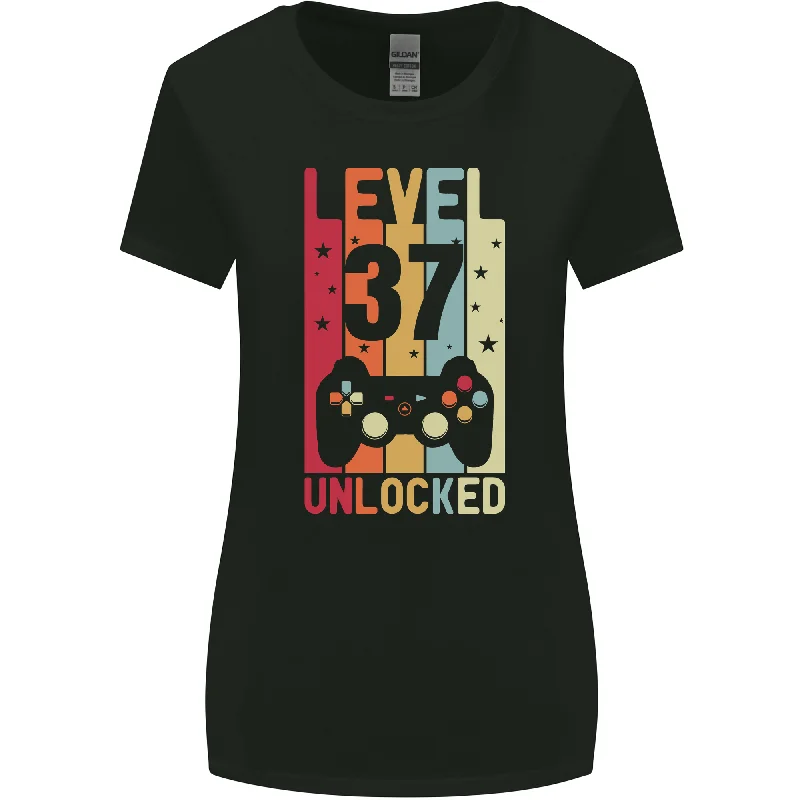 37th Birthday 37 Year Old Level Up Gaming Womens Wider Cut T-Shirt Oversized T-Shirt Spandex breathable