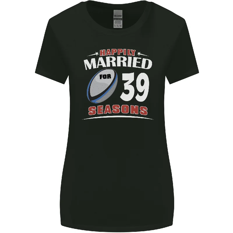 39 Year Wedding Anniversary 39th Rugby Womens Wider Cut T-Shirt Ribbed Striped Patterned