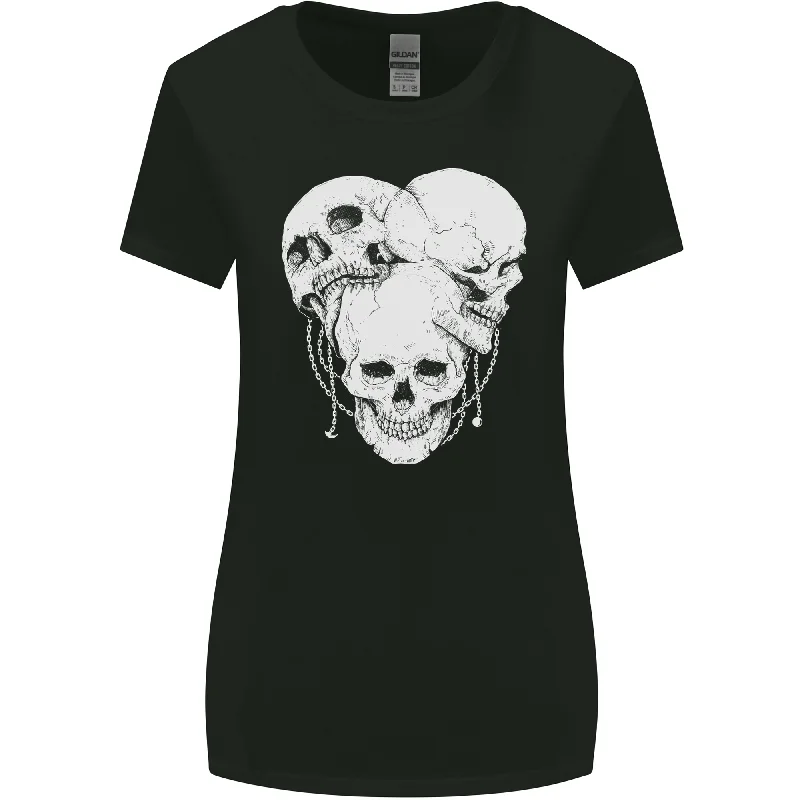 4 Skulls Gothic Heavy Metal Biker Demon Womens Wider Cut T-Shirt Lace Blend Ribbed Blend Corduroy Blend