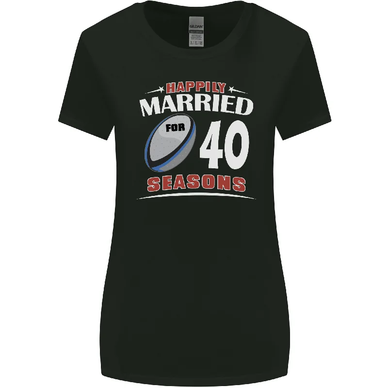 40 Year Wedding Anniversary 40th Rugby Womens Wider Cut T-Shirt Polka Dot Checkered Tartan