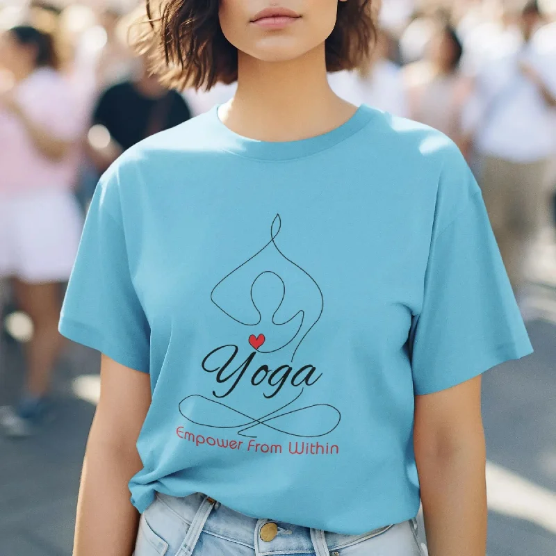 Yoga Empower from Within Round Neck Half Sleeve Classic T-Shirt Zippered Front Buttoned Front Snap Front Yoga Empower from Within Round Neck Half Sleeve Classic T-Shirt Zippered Front Buttoned Front Snap Front