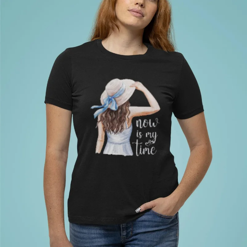 Now is My Time Round Neck Half Sleeve Classic T-Shirt Mesh Blend Leather Blend Suede Blend Now is My Time Round Neck Half Sleeve Classic T-Shirt Mesh Blend Leather Blend Suede Blend