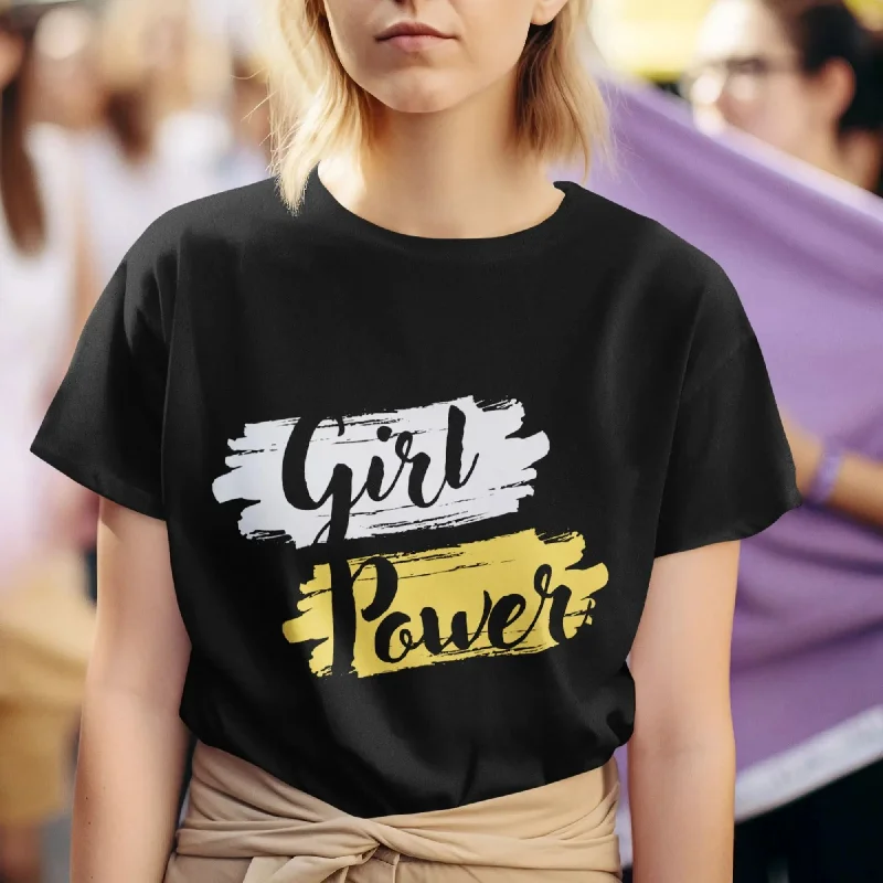 Girl Power Round Neck Half Sleeve Classic T-Shirt Terry Blend Velvet Blend Canvas Blend Girl Power Round Neck Half Sleeve Classic T-Shirt Terry Blend Velvet Blend Canvas Blend