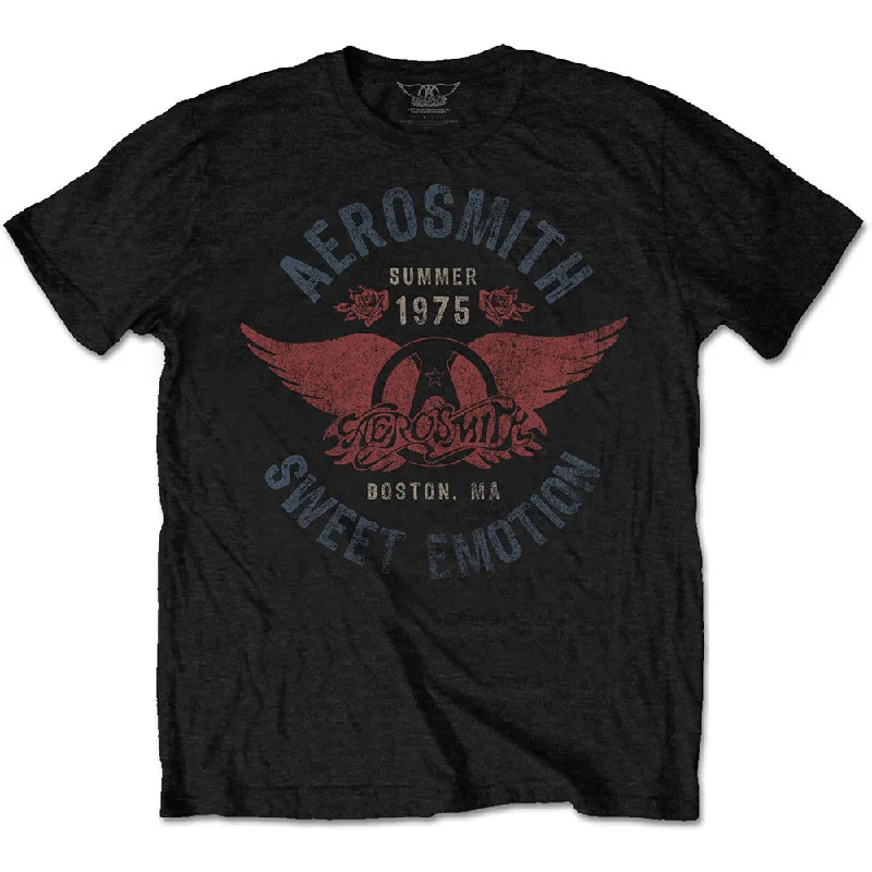 Aerosmith | Official Band T-Shirt | Sweet Emotion Print Jacquard Patchwork